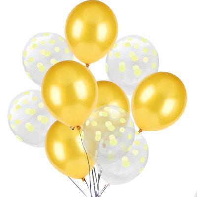 China Toy/Gift Party Decorations Amazon Set 12inch Wave Dot Polka Printed Balloons Bead Metal Gold Latex Balloon Set for sale