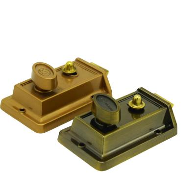 China Modern Desk Night Bolt Deadbolt Rim Lock Brass Latch With Keys For Front Door Gold Finish for sale