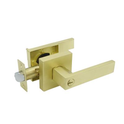 China Apartment Latched Entry Lever Lock for Exterior Door Handle and Front Door Heavy Duty Lever Door Lock Satin Brass Finish for sale