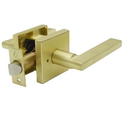 China Apartment Leverset Quick Release Privacy Function Bathroom Bedroom Door Handle Lock Heavy Duty Tubular Satin Brass for sale