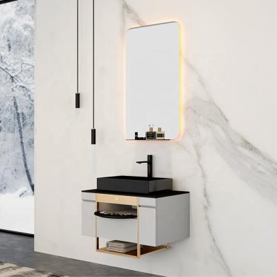 China Modern European Famous Designer Italian Customization Minimalist Mudular Lightweight Bathroom Vanity With Cosmetic Brush Rotating Disc for sale