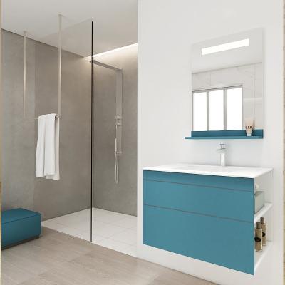 China Simple Design Modern Stylish Modern Bathroom Vanity Wall-Hung Cabinet With LED Light For Bathroom for sale