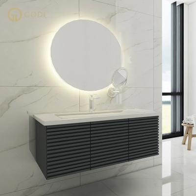 China Factory direct supply modern bathroom vanity wall mounted cabinet with LED light for sale