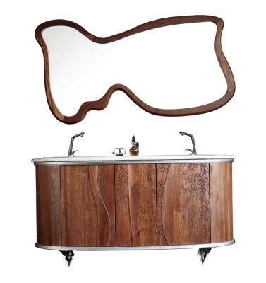 China Factory Directly Supply Antique Style Hand-carved Solid Wood Bathroom Vanity CT-01 for sale