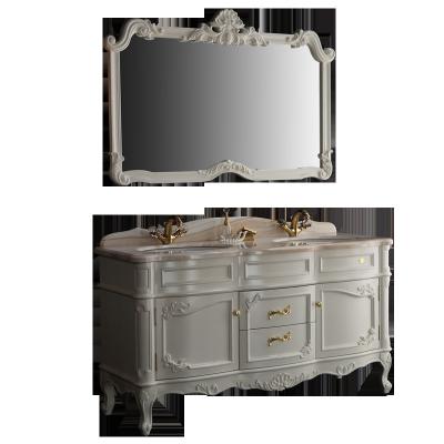 China Luxury European Style Double Sink Bathroom Solid Wood Vanity US-26 for sale