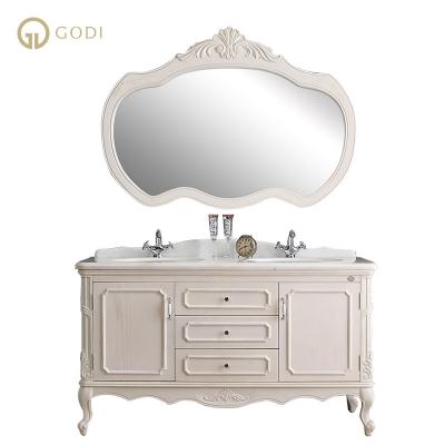 China European High End European Style Wooden Bathroom Vanity With Natural Marble US-42 for sale