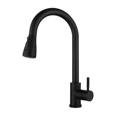 China Pull Out 2022 New Design Modern Stainless Steel Pull Down Spring Kitchen Faucet Black Faucet for sale