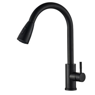 China Pull Out Spray Commercial High Quality Single Handle Black Pull Down Kitchen Faucet Sprayer Head 360 for sale