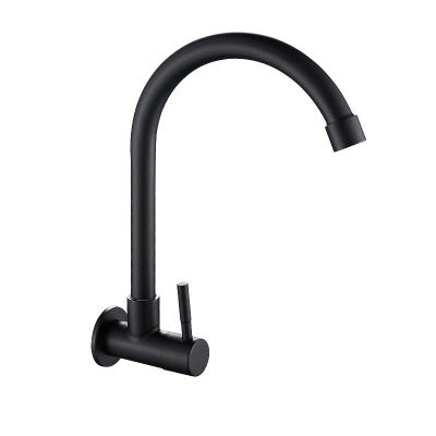 China Pull Out Water Faucet High Quality Single Cold Black Handle Spray Stainless Steel Wall Mounted Kitchen Sink for sale