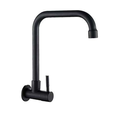 China Pull Out Spray Customized Single Handle Cold Faucet Swan Shape Black Wall Mounted Kitchen Faucets for sale