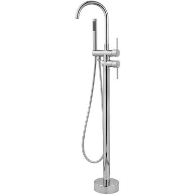 China Without Sliding Bar Chrome Plated Brass Freestanding Shower Faucet Vertical Bathtub Faucet Handheld Shower Faucet for sale