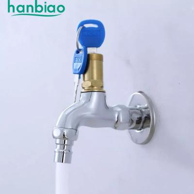 China Modern High Quality Anti-theft Brass Body Faucet With Locking Key Single Cold Water Washing Machine Bibcock For Outdoor Garden for sale