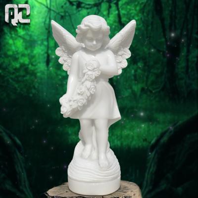 China EUROPEAN Wholesale Handmade Stone Corner Statue White Marble Garden Decoration Angel Angel Sculpture for sale