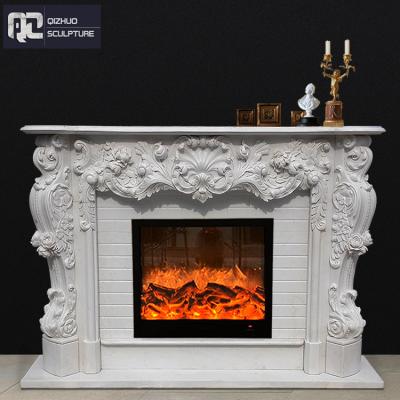 China Modern Classic Style Decorative Stove Indoor Free Carved Mental Marble Fireplace for sale