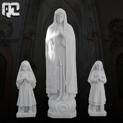 China EUROPEAN Church Stone Sculpture Hand Carved Marble Customized Fatima And Shepherd Children Garden Decor Statue for sale