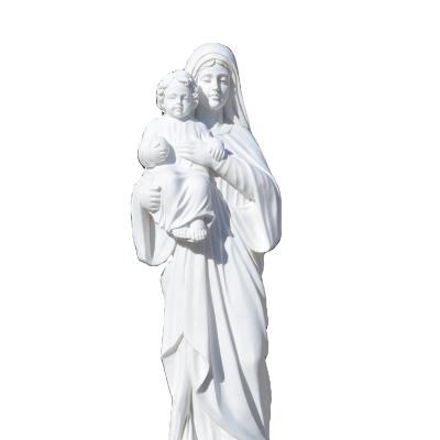 China Life Size Marble Virgin Mary Statue of EUROPEAN Outdoor Large Size Religious Marble Sculpture with Baby Jesus Sculpture for sale