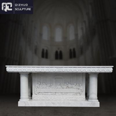 China EUROPEAN Hade Made Customized Home Decoration The Last Supper Natural Stone Church Religious Marble Altar For Sale for sale