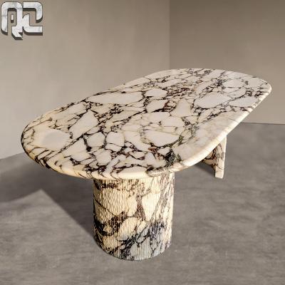 China Italian Modern Decor Luxury Calacatta Viola Natural Marble Table Customized Made Home Furniture for sale