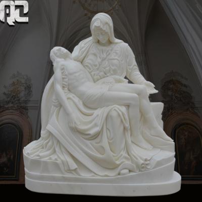 China EUROPEAN Church Michelangelo Statue Natural Stone Religious Hand Carved Pieta Statue White Marble Sculpture for sale