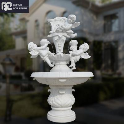 China Stone Outdoor Decoration Estate Garden Decoration Handmade Large Marble Water Fountain With Corner Kids For Sale for sale