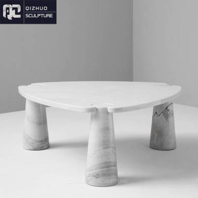 China Factory Direct Sale Modern Italian Style Home Decorative Stone Furniture Hand Carving Carrara Natural White Marble Tea Table for sale