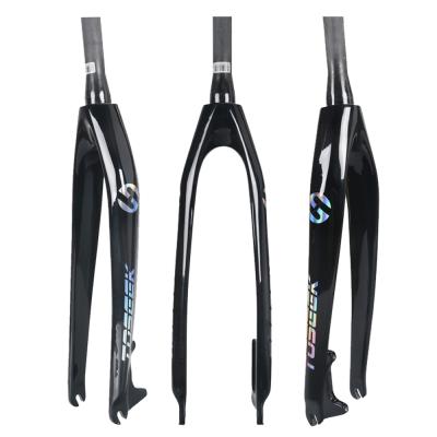 China Popular Colorful Brand Straight Tube 26/27.5/29 Inch Full Carbon Disc Brake Fiber Mountain Bike Hard Fork Bicycle Front Fork for sale