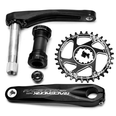 China Aluminum alloy RACEWORK bicycle crank, aluminum alloy crankset turn crank with bottom bracket, center lock integrated crank for sale