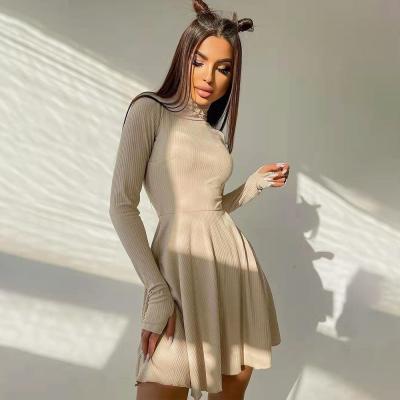 China 2022 New Arrival Autumn Women Ribbed V-Neck Long Sleeve Bodycon Club White Casual Wear Two Piece Set Party Anti-Static for sale