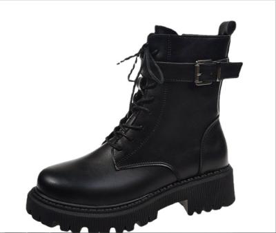 China New High Quality Hot Selling Women Round Toe Winter 2021 Round Toe Ladies Martin Boots Casual Zipper Black Boots for sale