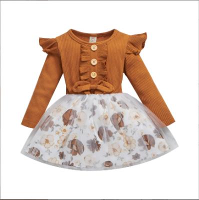 China 2021 Autumn Kids Dress Casual Long Sleeve Skirt Fashion Baby Cute Printed Anti-wrinkle Outfit for sale