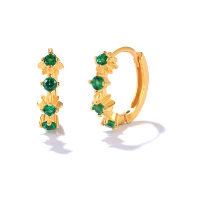 China FASHIONABLE Curator S925 Sterling Silver 18k Geometric Cosmic Green Gold Zircon Stud Earring Huggie for sale