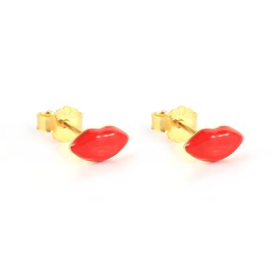 China 2022 TRENDY Jewelry S925 Sterling Silver Red Sweet Lips Tory Candy Stud Earrings For Girls for sale