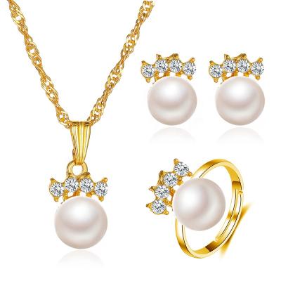 China TRENDY 2021 Hot Selling Jewelry in Shopify Pearl Necklaces Rings Earrings Jewelry Set for sale