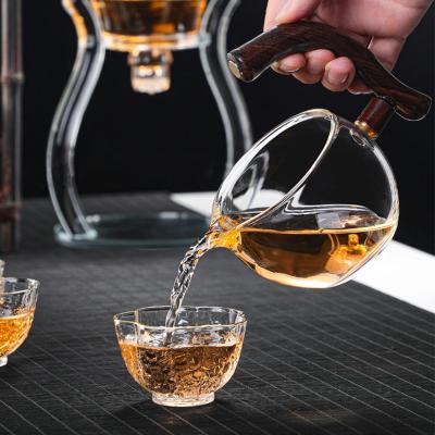 China Viable Standard Household Standard Semi-automatic Lazy Man Stone Mill Large Kungfu Tea Set Creative High Borosilicate Glass Teapot Tea Set for sale