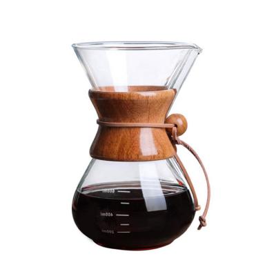 China Viable China Manufacture Quality 400ml 800ml Glass Coffee Pour Over Pot Hand Drip Coffee Maker for sale