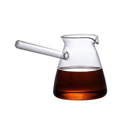 China Viable High Quality And Good Price Borosilicate Turkish Coffee Glass Pot Tea Maker With Long Handle for sale