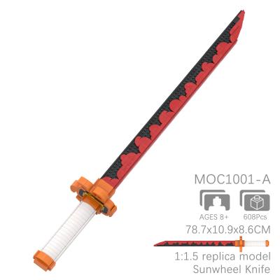 China Best Selling MOC Sword Blocks for Japanese Anime Cartoon Demon Slayer Tanjirou Nezuko Zenitsu 3D Figure Toys Mini for Kids juguetes for sale