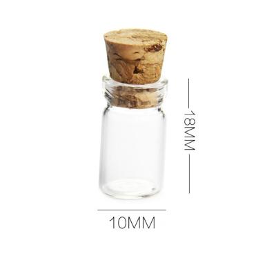 China Lampwork Mini Clear Wholesale 0.5ml Wishing Message Glass Bottles Small Vials With Corks Stopper for sale