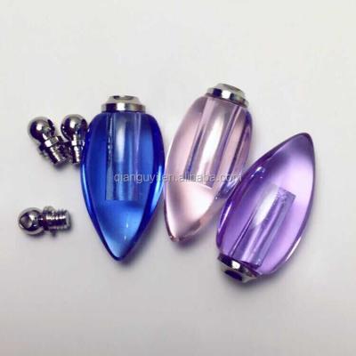 China Small Lampwork Crystal Water Drop Charms With Screw Cap Vial Glass Pendant Empty Perfume Bottles for sale