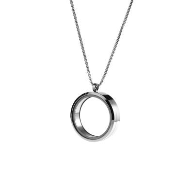 China CLASSIC Custom Jewelry Stainless Steel Round Cavity Glass Round Pendant Photo Pendant Necklace for sale