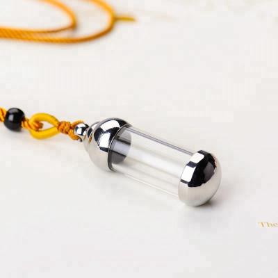 China High Quality Lampwork Stainless Steel Crystal Wish Bottle Urn Vial Tube Charms Pendant Necklace Jewelry Gift for sale