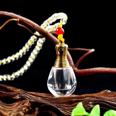 China Environmentally Friendly No Leakage Liquid Stone Openable Glass Crystal Bottle Container Paper Necklace Pendant Jewelry for sale