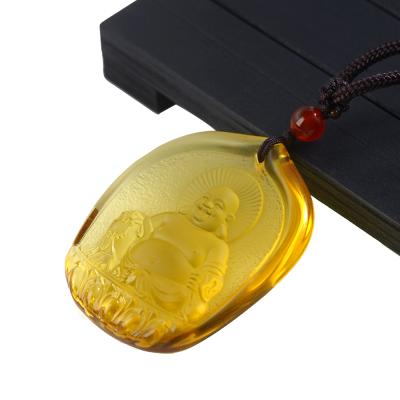 China CLASSIC Glass Seed Beads Crystal Buddha Necklace Maitreya Buddha Chain Pendant Laughing Buddha Pendant Necklace for sale