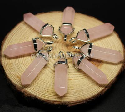 China New Style Necklace Big Natural Stone Jade Point Pendant With Crystal Pendant Jewelry for sale