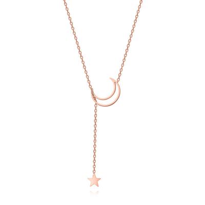 China Fashion Jewelry Cute Moon Star Stainless Steel Necklace 18k Gold Plated Necklace for sale