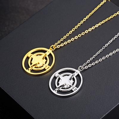 China DIY Jewelry Compass Shape Stainless Steel Necklace 18k Gold Plated Necklace Accessory for sale