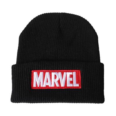 China New Design Knitted Beanie Hat Winter Hats Warm Knitted Letter Logo Beanie Plain Custom Unisex Fashion COMMON Beanie Hat for sale