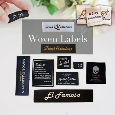 China Clothing Labels Manufacturer Cheap Neck Tag Washable Garment Tags Custom Woven Label for sale