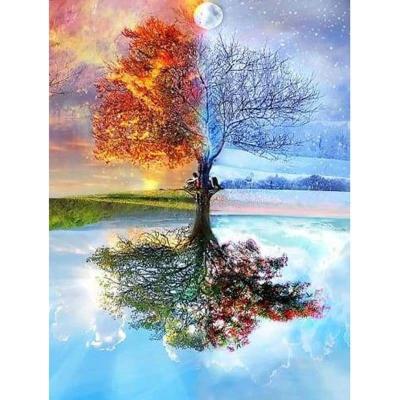 China New Classic/Postmodern 5D DIY Diamond Painting Landscape Painting Four Seasons Tree for sale