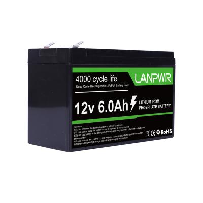 China LANPWR Lithium Battery 12V 24V 6Ah 7Ah 100Ah 150Ah LiFePO4 Software BMS Control Rechargeable Deep Cycle 12V 6Ah Battery for sale